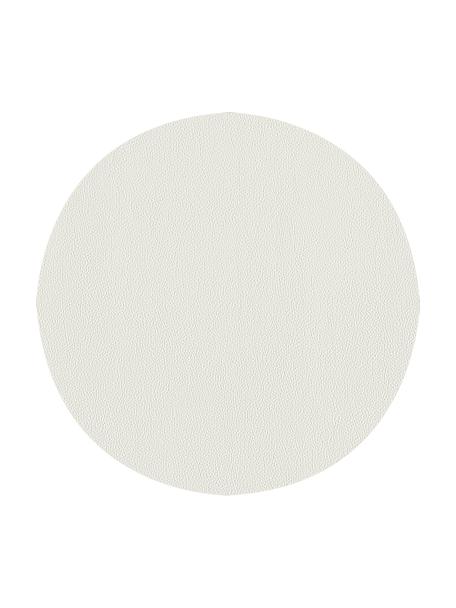 Manteles individuales redondos de cuero sintético Pik, 2 uds., Plástico (PVC), Blanco, Ø 38 cm
