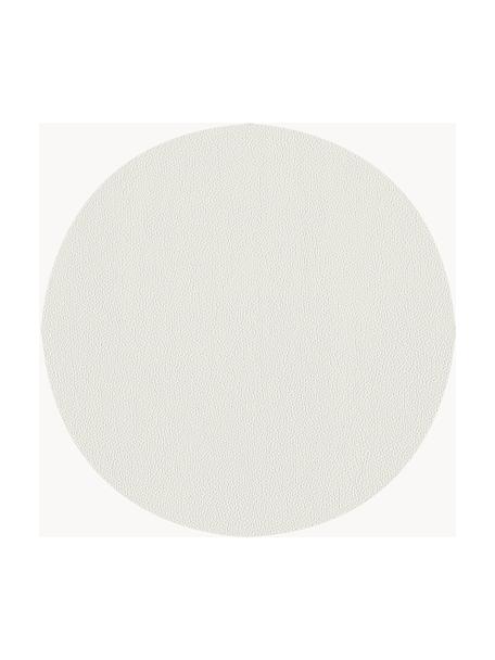 Ronde kunstleren placemats Pik, 2 stuks, Kunstleer (PVC), Gebroken wit, Ø 38 cm