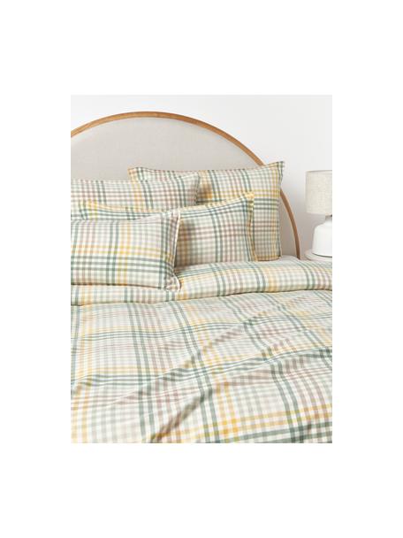 Geruit flanellen dekbedovertrek Eli, Weeftechniek: flanel, Groen, geel, B 240 x H 220 cm