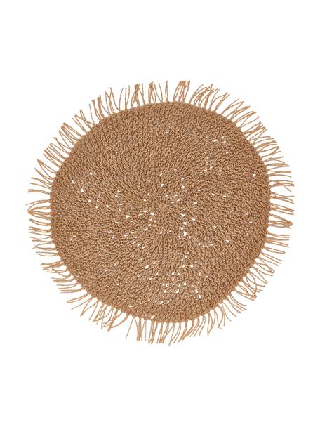Okrągła podkładka z włókna papierowego Tressine, 6 szt., Plecione włókna papieru, Beżowy, Ø 38 cm