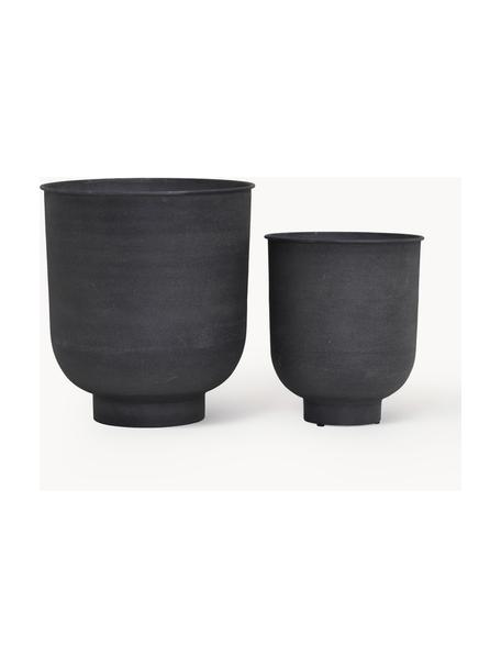 Grands cache-pots en métal Vig, 2 élém., Métal, Anthracite, Lot de différentes tailles