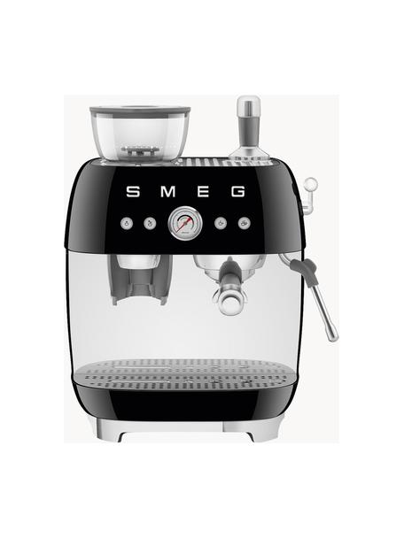 Kaffeemaschine 50's Style mit Siebträger, Aluminium-Druckguss, Edelstahl, Kunststoff, Schwarz, B 45 x H 50 cm