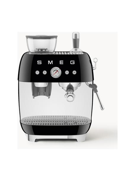 Kaffeemaschine 50's Style mit Siebträger, Aluminium-Druckguss, Edelstahl, Kunststoff, Schwarz, glänzend, B 45 x H 50 cm