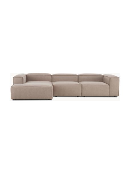 Sofá rinconera modular Lennon, Tapizado: 100% poliéster Alta resis, Estructura: madera contrachapada de p, Patas: plástico, Tejido gris pardo, An 327 x F 180 cm, chaise longue izquierda