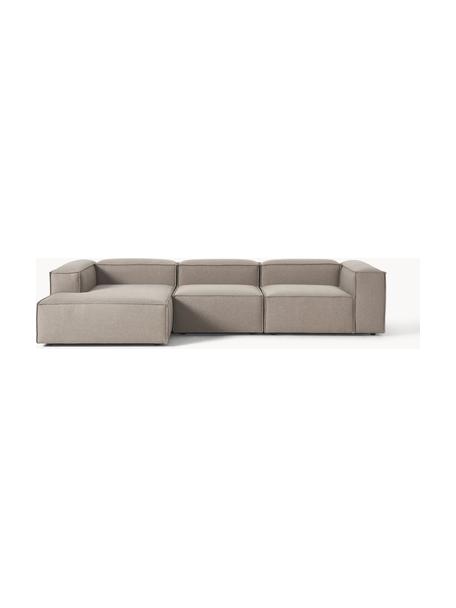 Sofá rinconera modular Lennon, Tapizado: 100% poliéster Alta resis, Estructura: madera contrachapada de p, Patas: plástico Este producto es, Tejido gris pardo, An 327 x F 180 cm, chaise longue izquierda