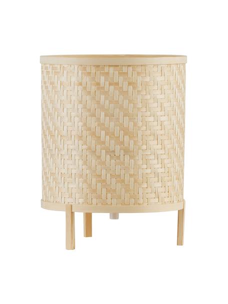 Lámpara de mesa pequeña de bambú Trinidad, Pantalla: tejido de bambú, Base de la lámpara: bambú, Cable: plástico, Marrón, Ø 19 x Al 25 cm