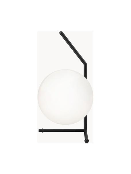 Lampada da tavolo in vetro soffiato con luce regolabile IC Lights, Paralume: vetro, Struttura: metallo rivestito, Nero opaco, Ø 20 x Alt. 38 cm