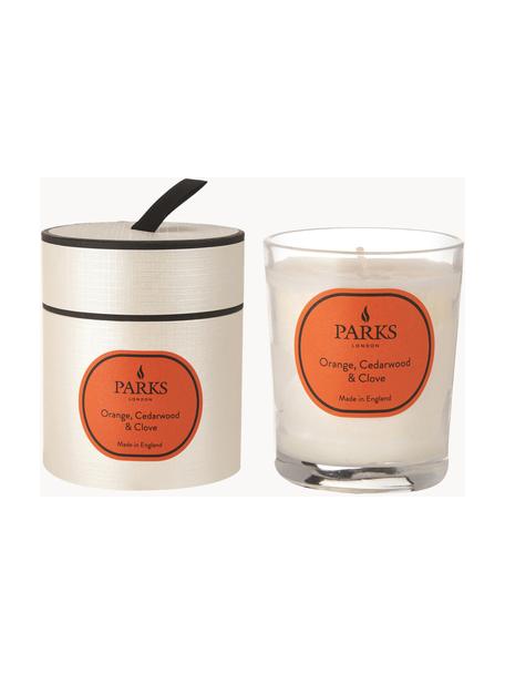 Vonná svíčka Aromatherapy (pomeranč, cedr a hřebíček), Transparentní, bílá, oranžová, Ø 8 cm, V 9 cm