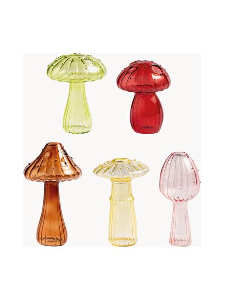 Glas-Vasen Mushroom, 5er-Set, Glas, Bunt, Set mit verschiedenen Größen