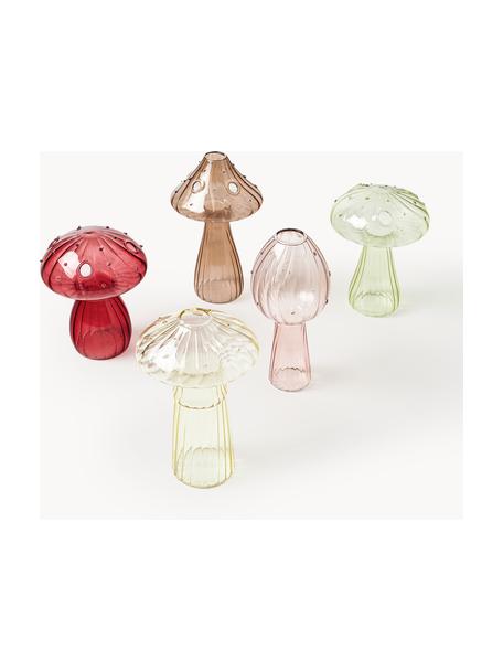 Glas-Vasen Mushroom, 5er-Set, Glas, Bunt, Set mit verschiedenen Grössen