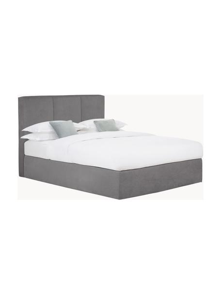 Letto boxspring Oberon, Materasso: nucleo a 5 zone di molle , Piedini: plastica Questo prodotto , Tessuto antracite, Larg. 160 x Lung. 200 cm, grado di durezza H2