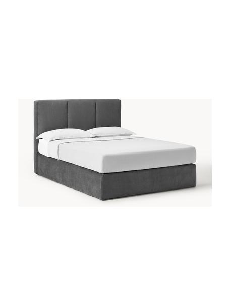 Letto boxspring Oberon, Materasso: nucleo a 5 zone di molle , Piedini: plastica Questo prodotto , Tessuto antracite, Larg. 160 x Lung. 200 cm, grado di durezza H2