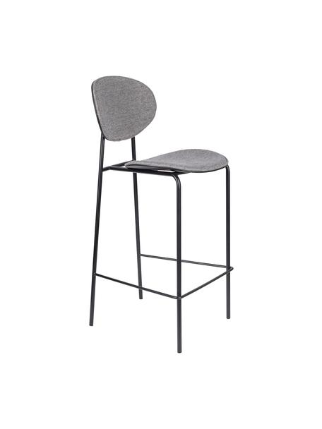 Krzesło barowe Donny, 2 szt., Tapicerka: poliester, Stelaż: metal malowany proszkowo, Szary, czarny, S 39 x W 96 cm