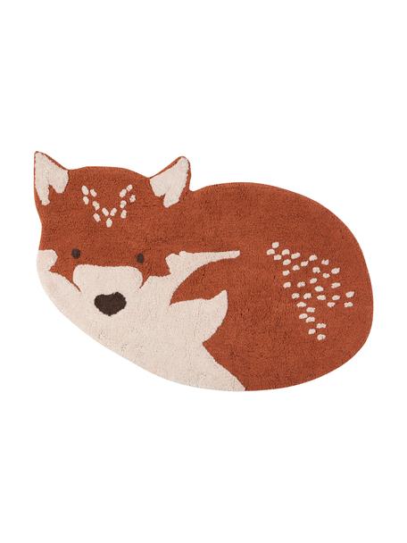 Tappeto volpe in cotone Little Wolf, Cotone, Rosso, beige, Larg. 110 x Lung. 70 cm