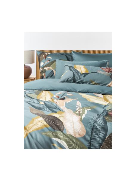 Baumwollsatin-Bettdeckenbezug Flora, Webart: Satin Fadendichte 210 TC,, Graublau, B 135 x L 200 cm