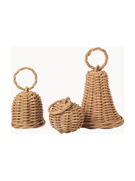 Baumanhänger Bell aus Rattan, 3er-Set, Rattan, Hellbraun, Set mit verschiedenen Grössen