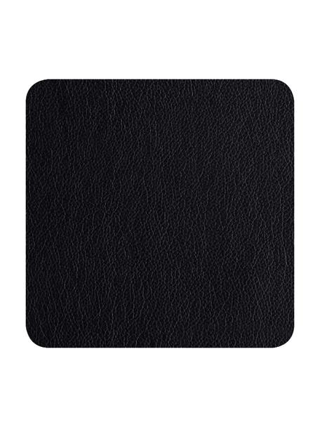 Posavasos de cuero sintético Pik, 4 uds., Plástico (PVC) es aspecto de cuero, Negro, An 10 x L 10 cm