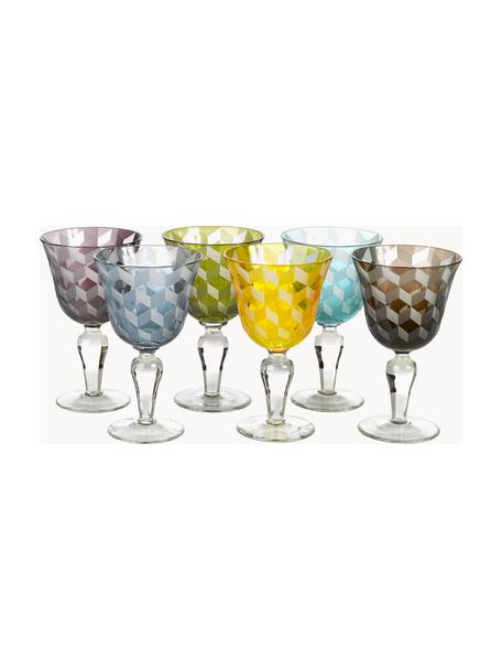 Wijnglazenset Blocks, 6-delig, Glas, Meerkleurig, Ø 10 x H 17 cm