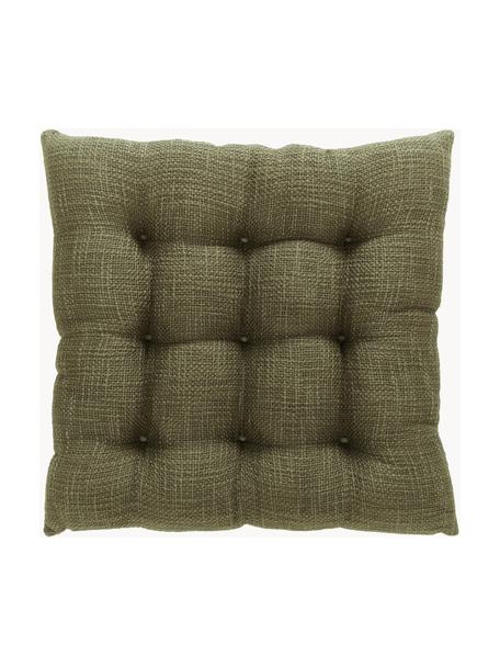 Cojín de asiento de algodón Sasha, Tapizado: 100% algodón, Verde oliva, An 40 x L 40 cm