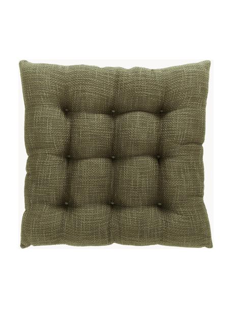 Baumwoll-Sitzkissen Sasha, Bezug: 100% Baumwolle, Olivgrün, B 40 x L 40 cm