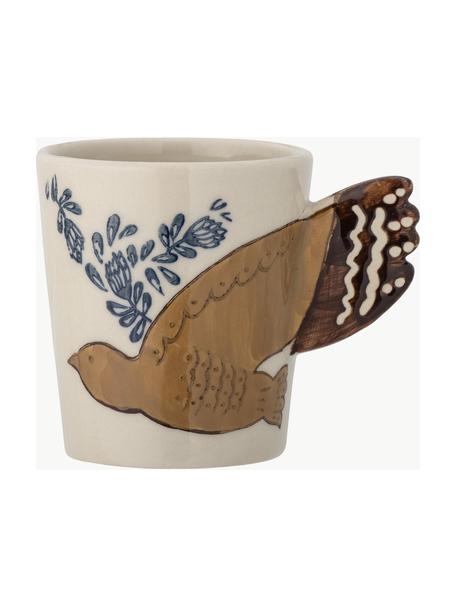 Handgefertigte Tasse Hezha, Steingut, Beige, Blau, Brauntöne, Ø 8 x H 9 cm, 260 ml