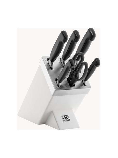 Set portacoltelli autoaffilante con coltelli  **** VIER STERNE 7 pz, Manico: plastica, Bianco, Set in varie misure