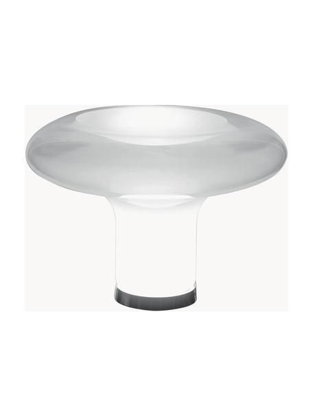 Mundgeblasene Tischlampe Lesbo, Glas, mundgeblasen, Weiß, Silberfarben, Ø 52 x H 37 cm