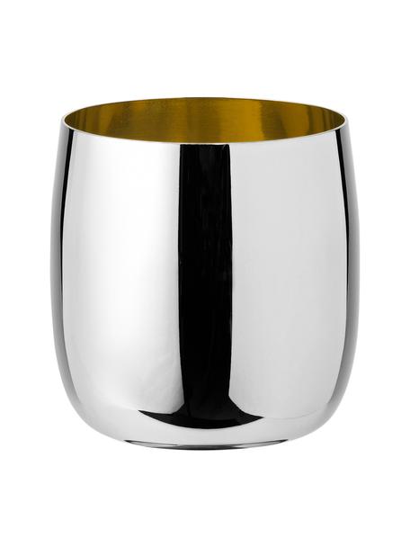 Bicchiere vino di design color argento/oro Foster, Esterno: acciaio inossidabile luci, Interno: acciaio inossidabile con , Esterno: acciaio inossidabile lucido Interno: dorato, Ø 8 x Alt. 8 cm