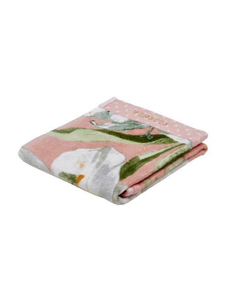 Handdoek Rosalee in verschillende formaten, met bloemenpatroon, 100% biokatoen, GOTS-gecertificeerd, Roze, wit, groen, oranje, Gastendoekje, B 30 x L 50 cm