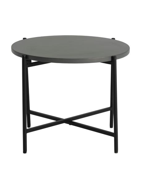 Zahradní kovový odkládací stolek s cementovou deskou Avisa, Šedá, černá, Ø 53 cm, V 40 cm