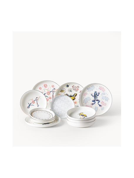 Súprava tanierov Flamboyant, 4 osoby (12 dielov), Porcelán, Viacfarebné so zlatým lemom, Ø 26 x V 3 cm
