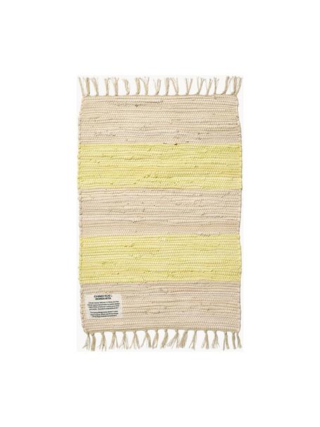 Felpudo artesanal de algodón Chindi, 100% algodón, Amarillo claro, beige claro, An 45 x L 60 cm