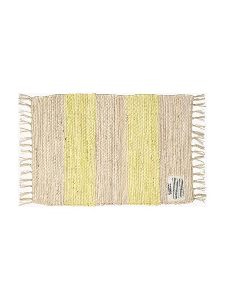 Felpudo artesanal de algodón Chindi, 100% algodón, Amarillo claro, beige claro, An 45 x L 60 cm