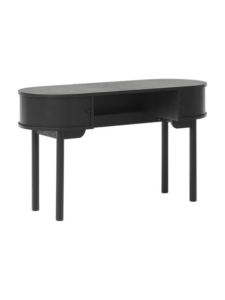 Psací stůl s žebrovanou přední stranou Front, Černá, Š 130 cm, H 50 cm