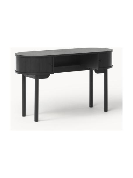 Escritorio Calary, Estructura: fibras de densidad media , Patas: madera de roble maciza co, Negro, An 130 x F 50 cm