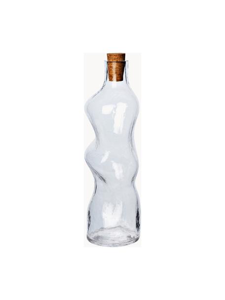 Mundgeblasene Karaffe Dimple, 1 L, Kork, Glas, gehämmert und mundgeblasen, Transparent, Braun, 1 L