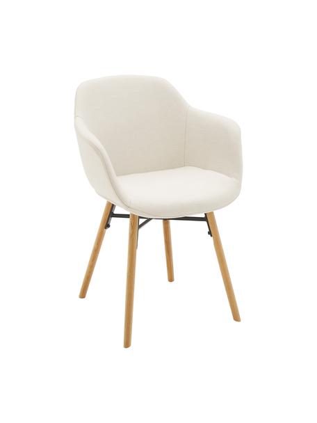 Petite chaise scandinave Fiji, Tissu beige, bois de chêne, larg. 59 x prof. 55 cm