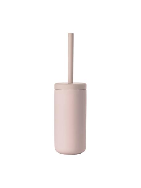 Szczotka toaletowa z pojemnikiem z kamionki Omega, Blady różowy, Ø 10 x W 39 cm