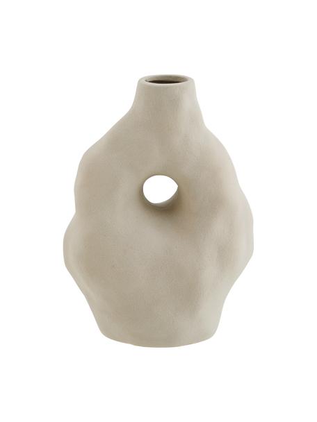 Steingut-Vase Organic mit unregelmässiger Oberfläche in Beige, Steingut, Beige, matt, B 17 x H 22 cm