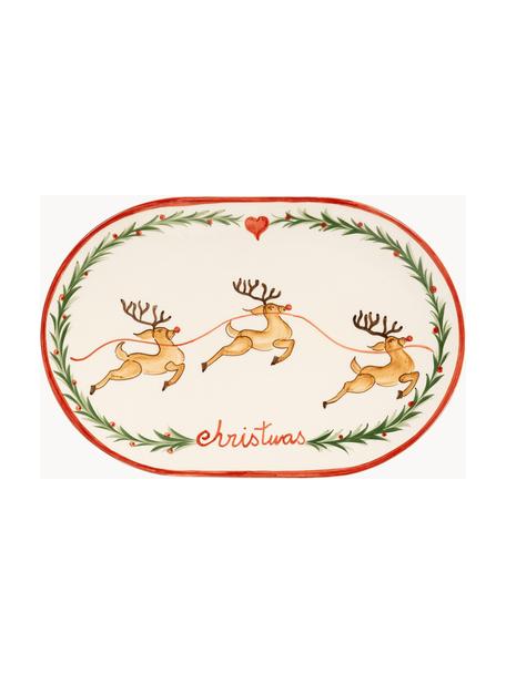 Handbemalte Servierplatte Rudolph, Steingut, Mehrfarbig, B 36 x T 24 cm