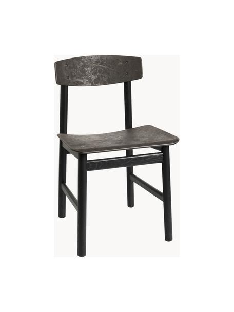 Dřevěná židle Conscious, Antracitová, černě lakované dubové dřevo, Š 47 cm, H 47 cm
