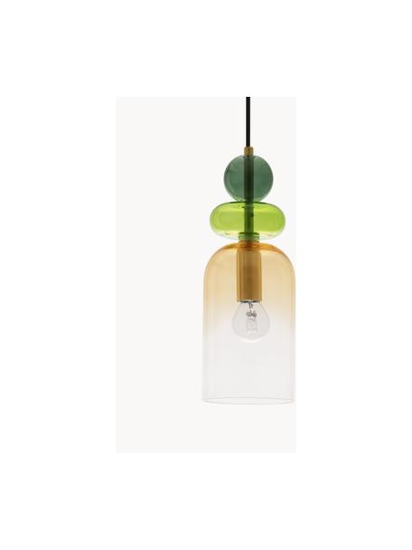 Petite suspension Murano, Tons verts, jaune moutarde, larg. 11 x haut. 30 cm