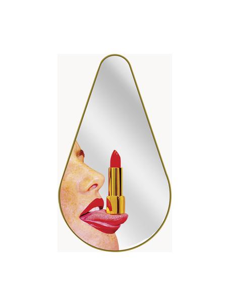 Design wandspiegel Tongue, Frame: MDF, Gezicht met lippenstift, B 45 x H 81 cm