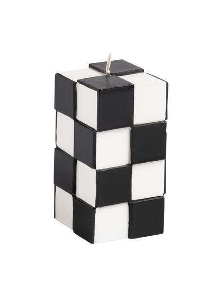 Bougie effet carrelage noir Tile, Cire, Noir, blanc, larg. 4 x haut. 8 cm