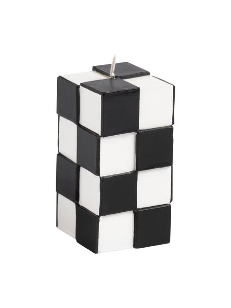 Candela con effetto mattonelle Tile, Cera, Nero, bianco, Larg. 4 x Alt. 8 cm