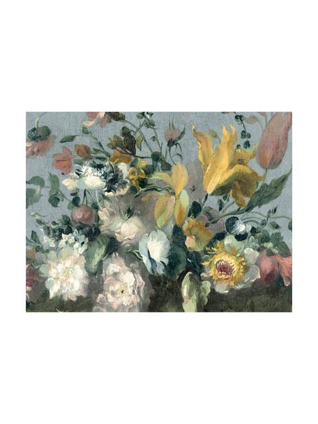 Adesivo murale Oil Painted Flowers Bright, Tessuto non tessuto, Multicolore, Larg. 372 x Alt. 280 cm