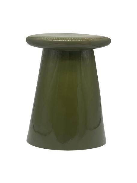 Tavolino fatto a mano in ceramica verde Button, Ceramica, Verde, Ø 35 x Alt. 45 cm
