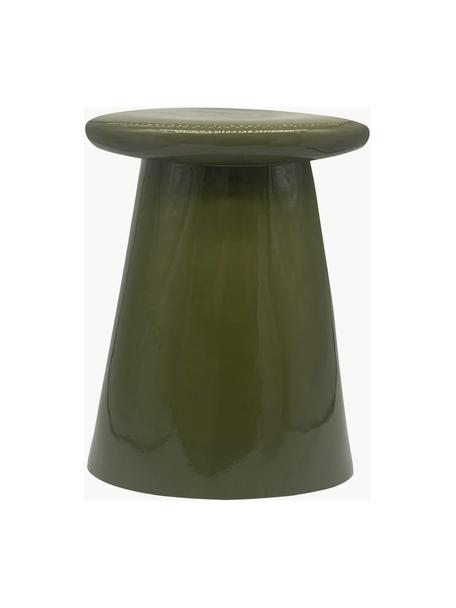 Table d'appoint en céramique faite main Button, Céramique, Vert olive, Ø 35 x haut. 45 cm