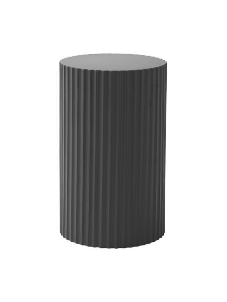 Dekorativní sloup s rýhovaným reliéfem Lunden, Lakovaná MDF deska (dřevovláknitá deska střední hustoty), Černá, Ø 30 cm, V 50 cm