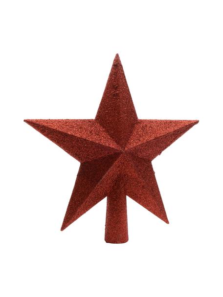 Cimier sapin incassable Morning Star, Plastique, paillettes, Rouge de Noël, Ø 19 cm